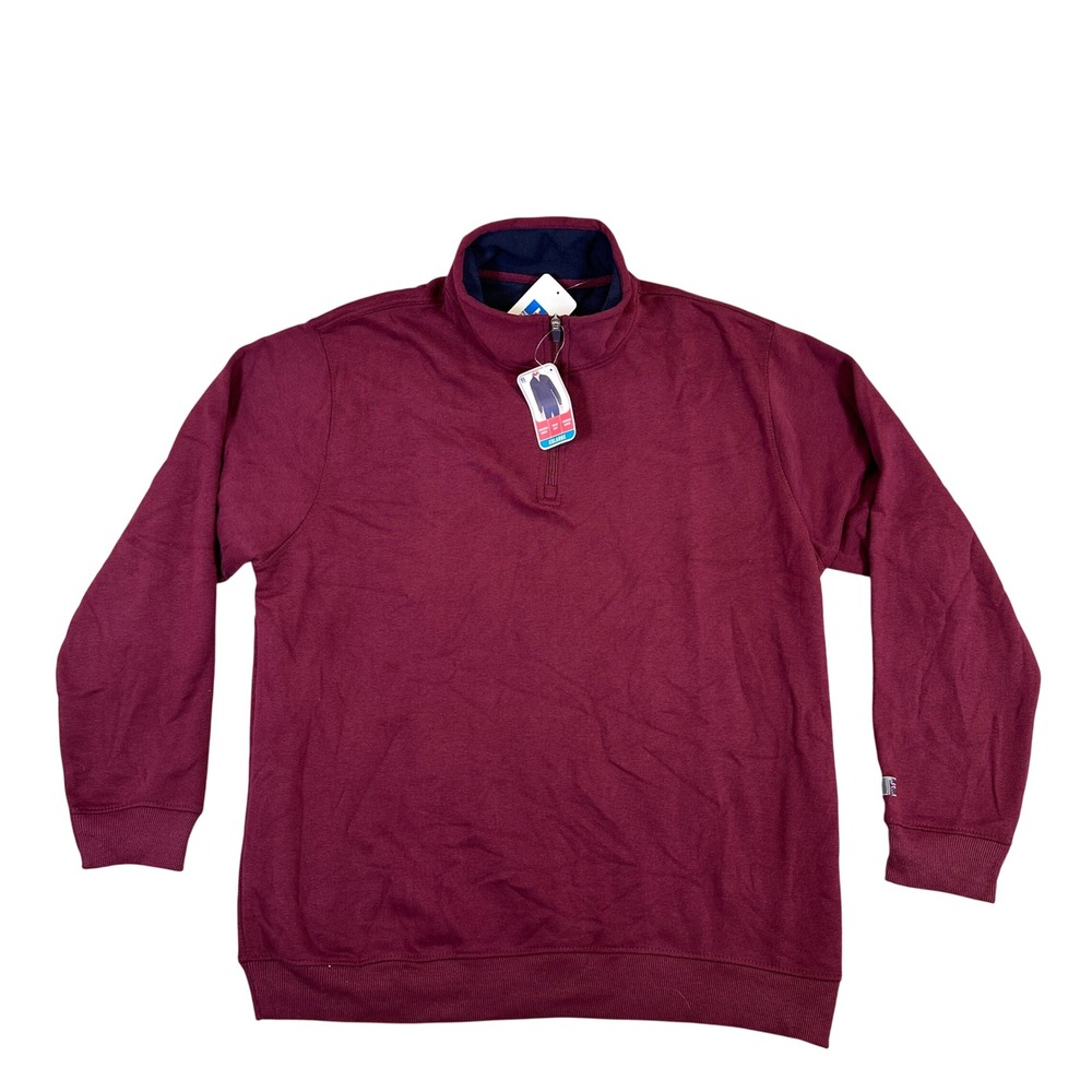 NWT Russell Athletic Mens XXL Burgundy Maroon Quarter Zip Pullover Sweatshirt